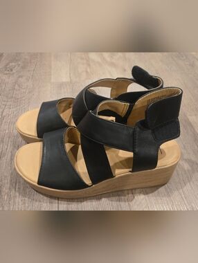 B.O.C Shaina Wedge Sandal Adjustable Ankle Strap Women's Black Size US8M EU39